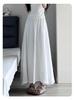 Ice Silk Off-White Pleated Culottes: Women's High-Waisted A-Line Midi Skirt
