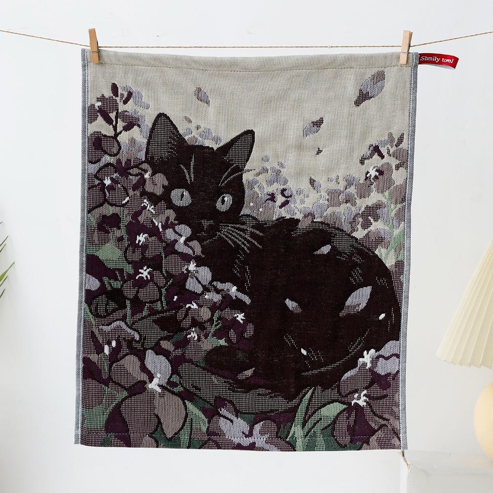 New 34x40cm Large Hand Towel 4 Layer Cotton Gauze Cat Pattern Kitchen Towel Decorative Quick Dry Tea Towel Home Restaurant
