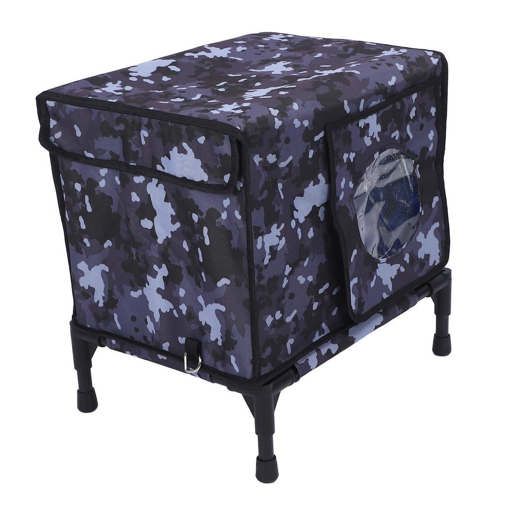 Heated Outdoor Cat House with Timer Camouflage Weatherproof Foldable Insulated Kitty Shelter for