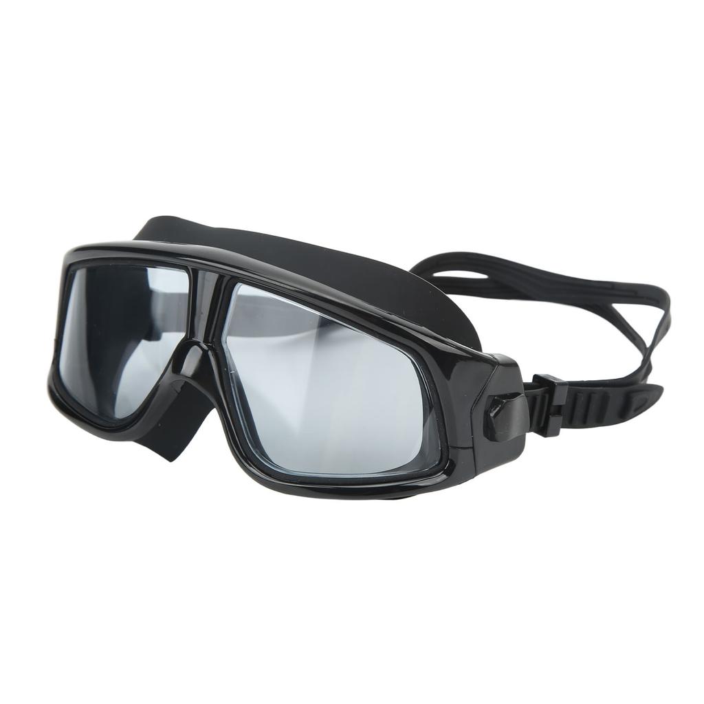 Swimming Goggles Prevent Fog UV Protection Wide View Diving Glasses with Storage Case for Adults Black