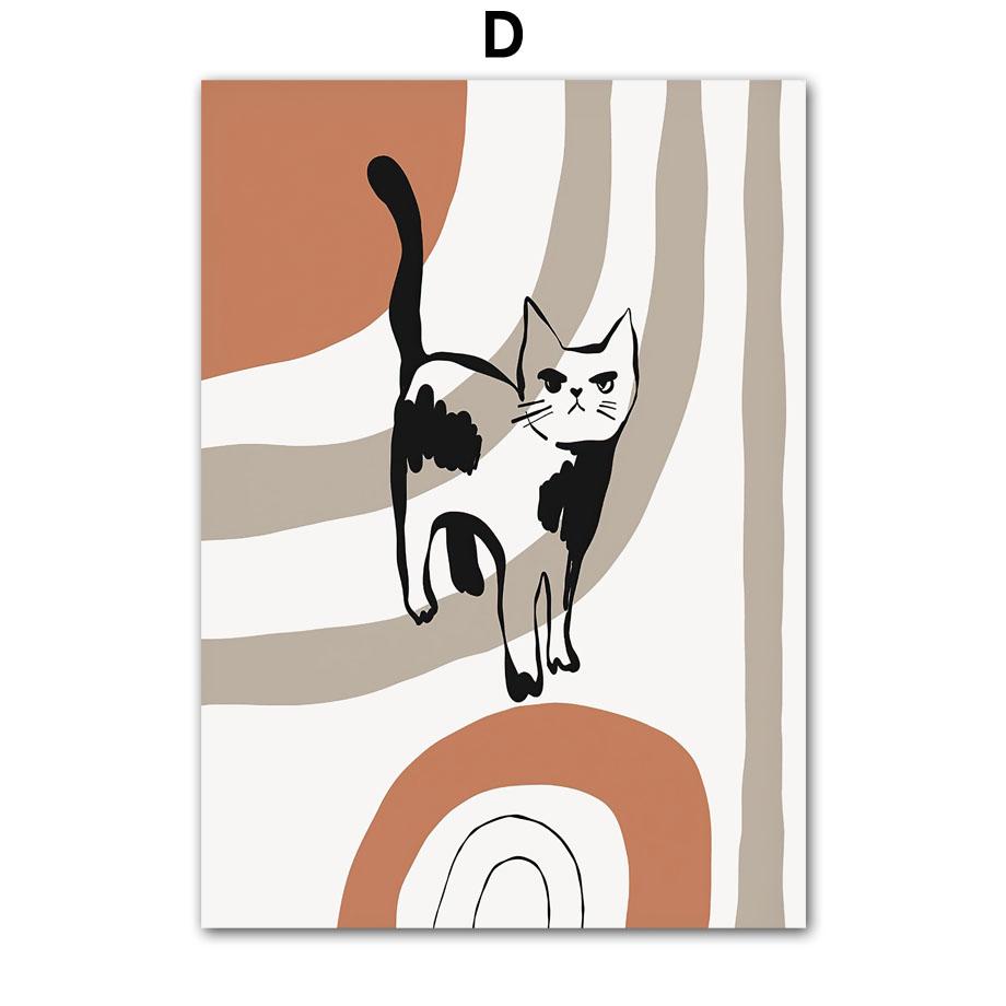 Schwarze Katze Linie Streifen Abstrakte Minimalismus Wand Kunst Leinwand Malerei Nordic Poster Und Drucke Wand Bilder Für Wohnzimmer Dekor