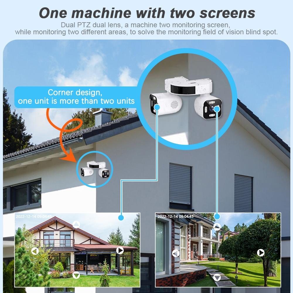 AIOOK ICAM365 APP Sicherheitskamera Außen Wasserdicht Dual-Linse HD 10MP 10X Zoom WiFi CCTV Nachtsicht Zwei-Wege-Interkom PTZ Fernansicht