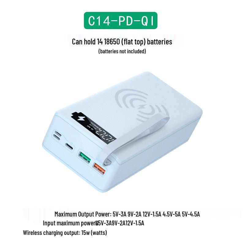 14-Section 18650 Battery Power Bank Kit, DIY Fast-Charging Shell