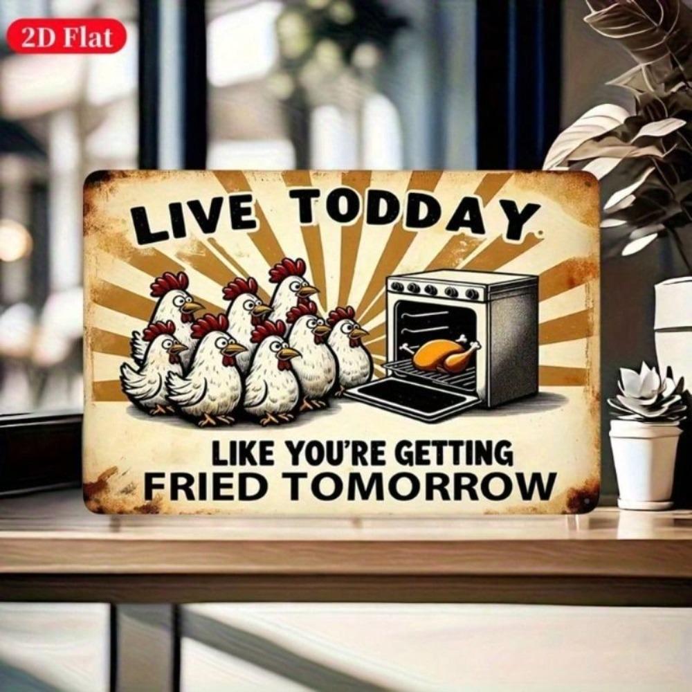 Metal Wall Poster Vintage Fried Chicken Toaster Funny Kitchen Decor