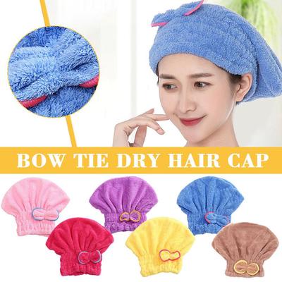 6 Colors Microfiber Solid Quickly Bowknot Wrap Towel Dry Hair Hat Hair Turban Head Wrap Hat Thickened Absorbent For Dry Hair Cap