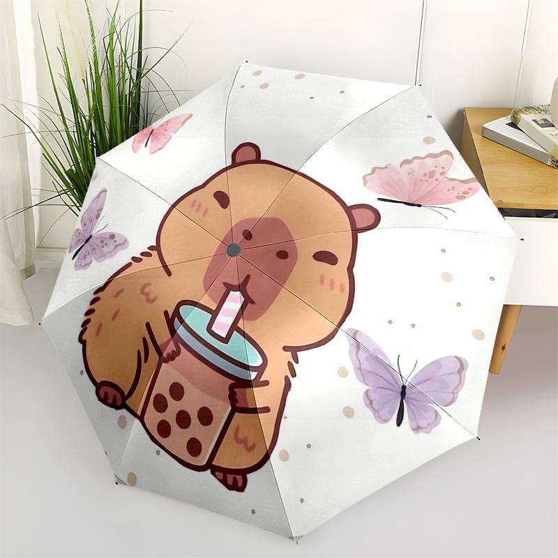 

Capybara Themed Travel Umbrella-8 Ribs Automatic Opening and Closing, Portable Folding Design, Compact and Stylish Umbrella Suitable for Out