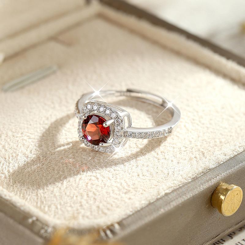 Natural stone jewelry s925 sterling silver fashion versatile ice flower cut crystal ring female Xiaohongshu explosion