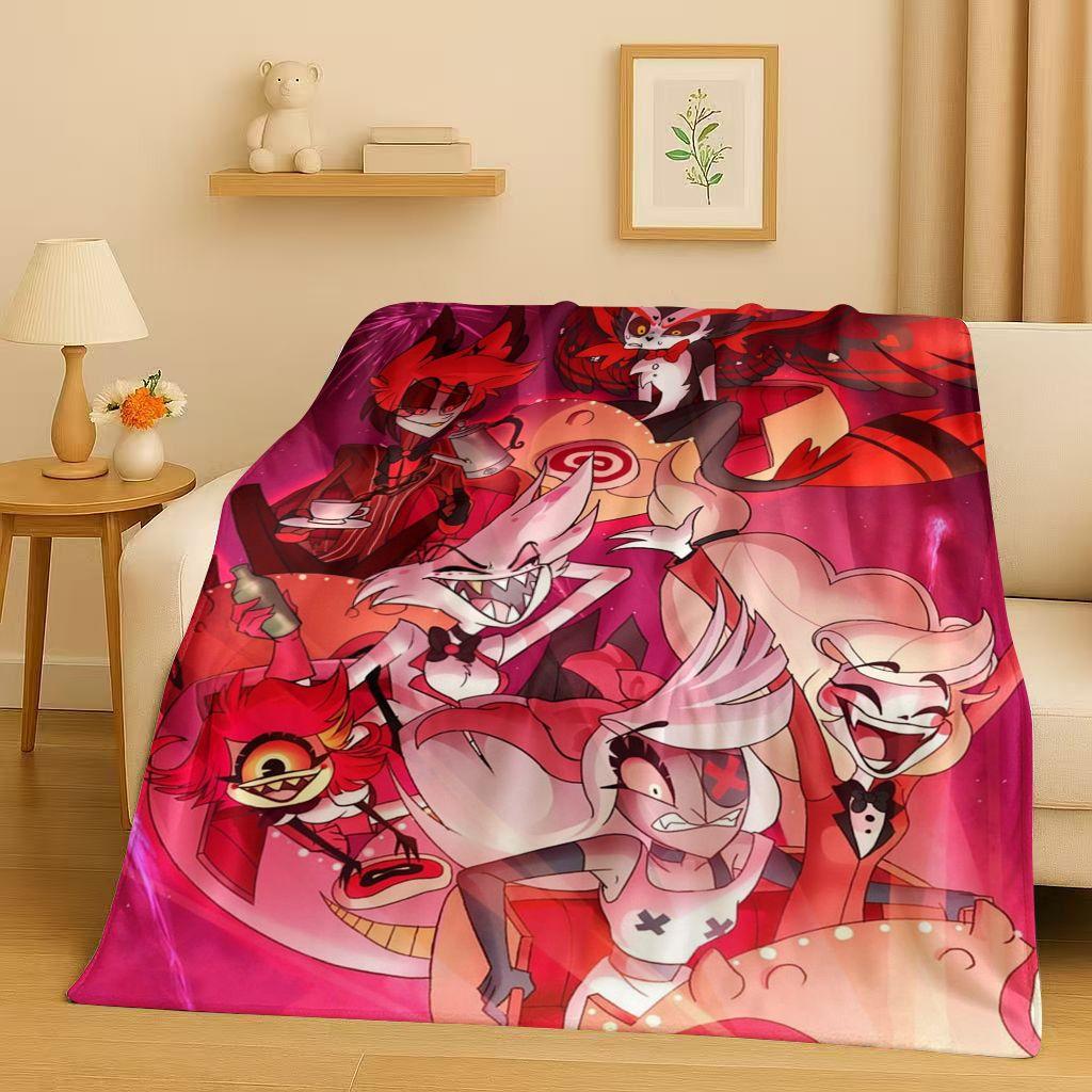 3D Cartoon H-Hazbin Hotel Angel Dust Alastor Flannel Blanket,Soft Warm Plush Throw for Home Bedroom Bed Sofa Cover Office Gift