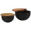 2 Piece Coffee Table Set Black Solid Reclaimed Wood