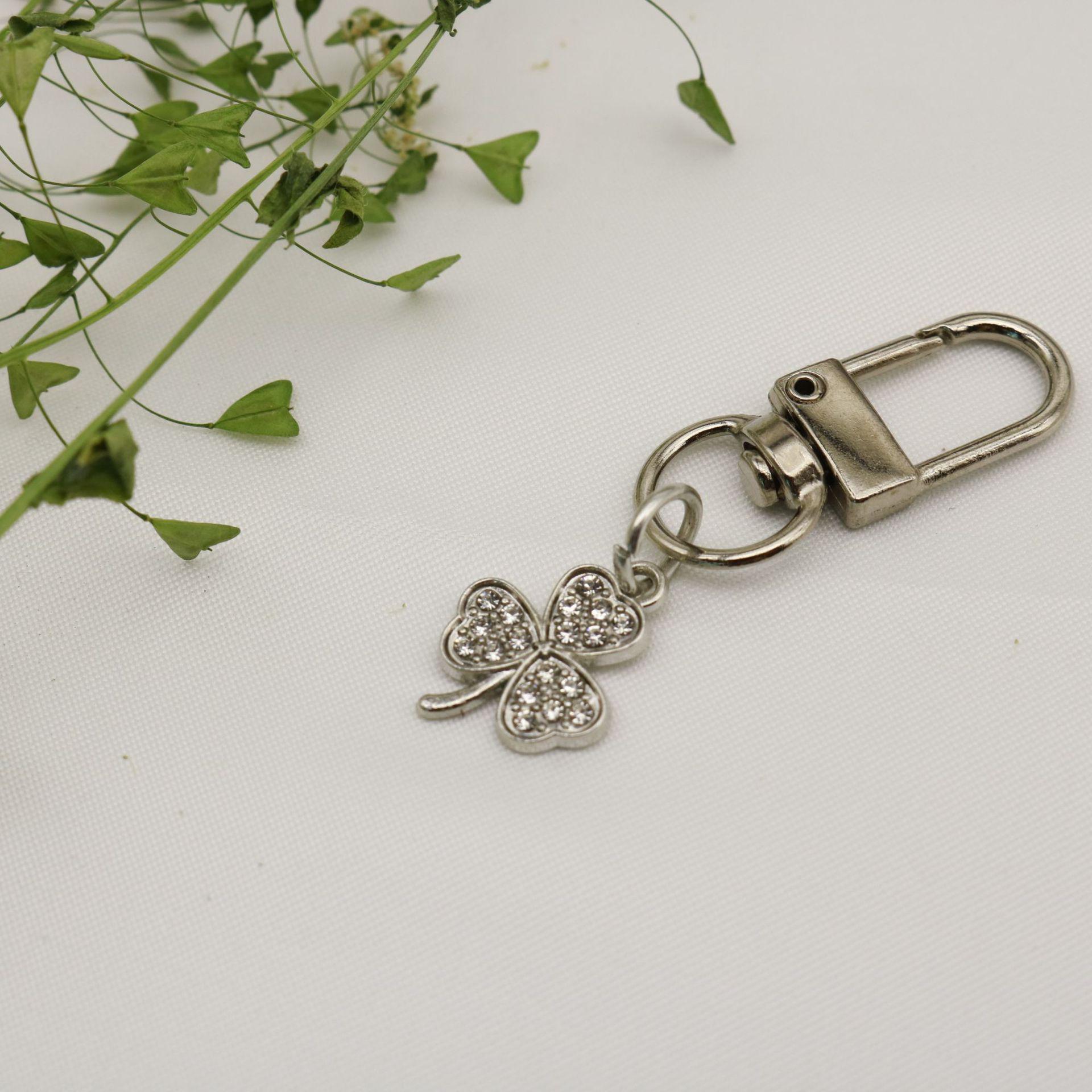 Xiyin Temu Rhinestone Four-Leaf Clover Keychain Pendant