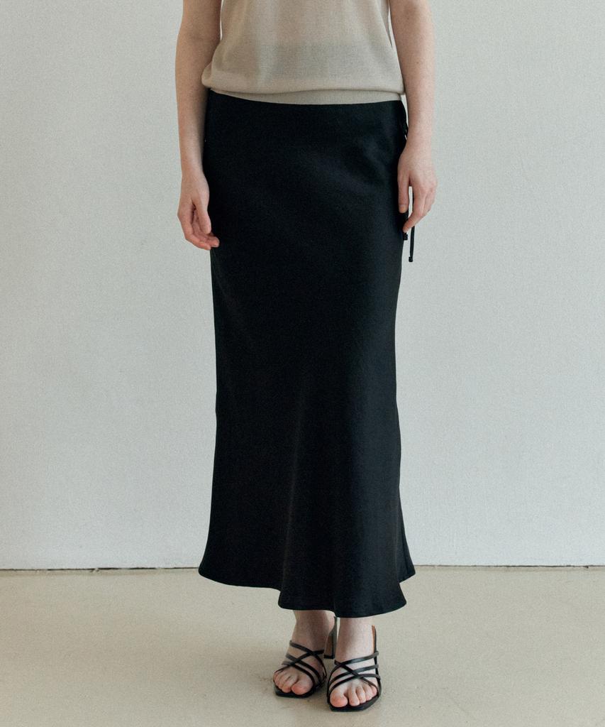 Yeoppe Satin Long Skirt_Black