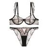 French Ultra Thin Underwear Set Sexy Mesh Breathable Bras Women Summer Lace Lingerie Black Temptation Intimates Briefs Sets