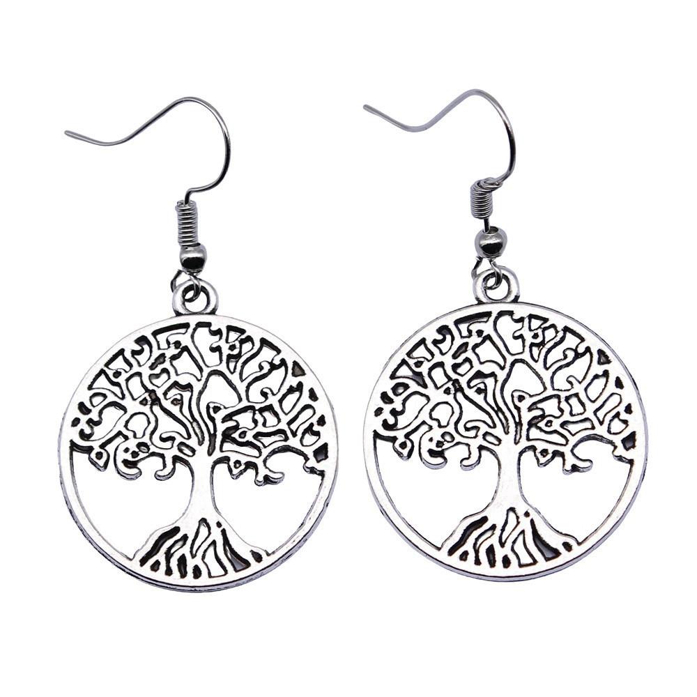 Tree Of Life Dangle Earrings Openwork Nature Boho Style Drop Jewelry For Female