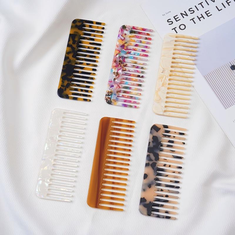 1Pcs Anti-Static Traveling Massage Hair Brush Wide Teeth Acetate Hair Combs Salon Styling Barber Colorful Hairdressing Comb