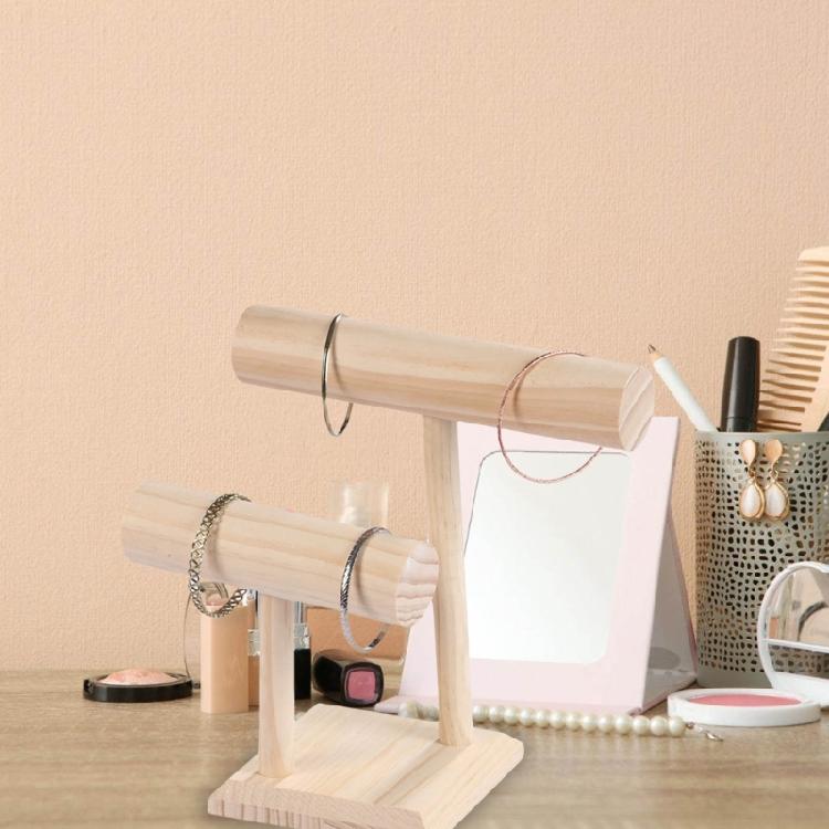 Stylish Wood T Bar Jewelry Holder Elegant Wood Jewelry Display Rack Storage Organizers for Bangles and Watches