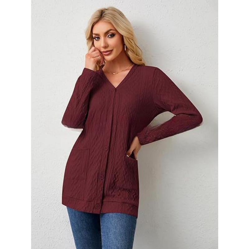 YYFS Women's Fashion Casual Fall Winter Solid Color Print Long Sleeve Sweaters