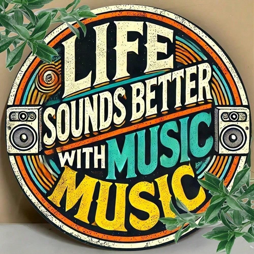 Retro Music Tin Sign 8x8 Inch Vintage Aluminum Wall Art Decor for Home Bar Man Cave