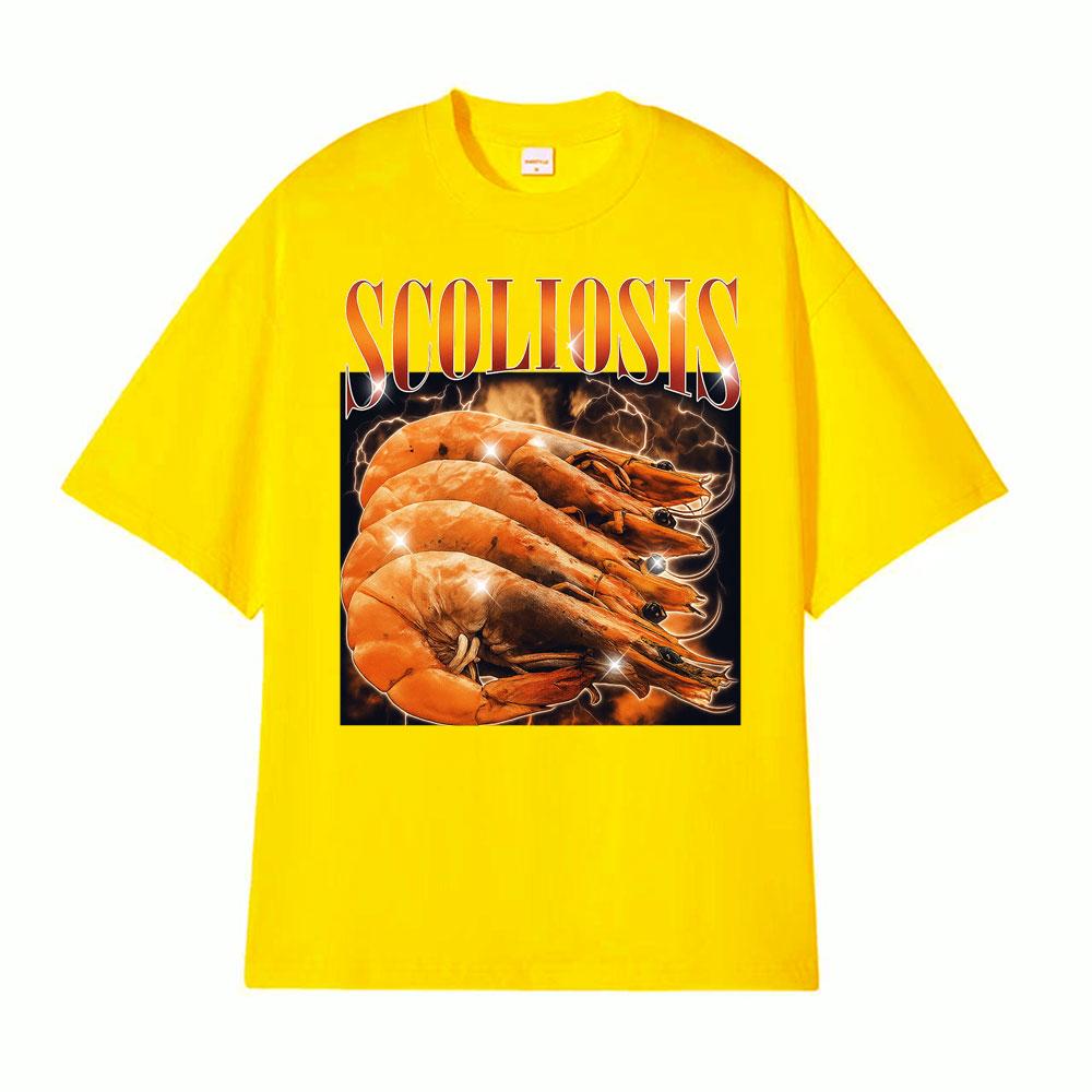 

Funny Shrimp Scoliosis Printed T Shirt Men Women Clothing Vintage Tshirts Short Sleeve Tshirt Streetwear S