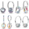 Orstarry 925 Silver Crystal Circular Eardrops Drop Earrings Women Earrings Charm Fashion Versatile Party Jewelry Gifts