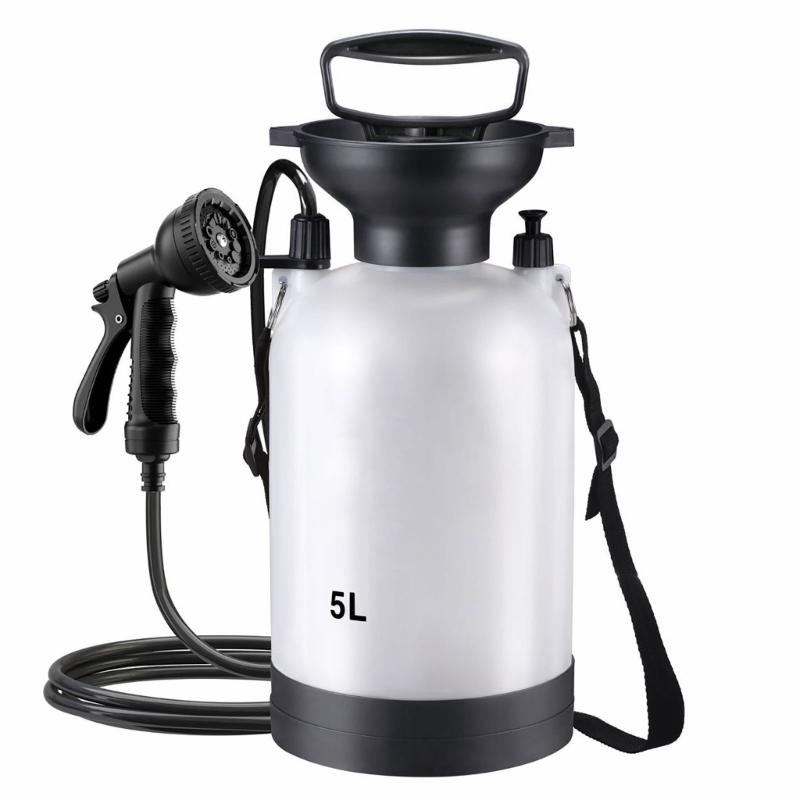 Convenient 5L Camp Bathing Set Manual Pressurized Water Dispenser Featuring Hose For Backpacking 1