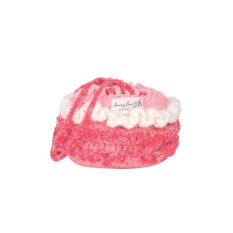 

Cotton Linen Knitting Water Bucket Style Shoulder Bag For Kids And Teens