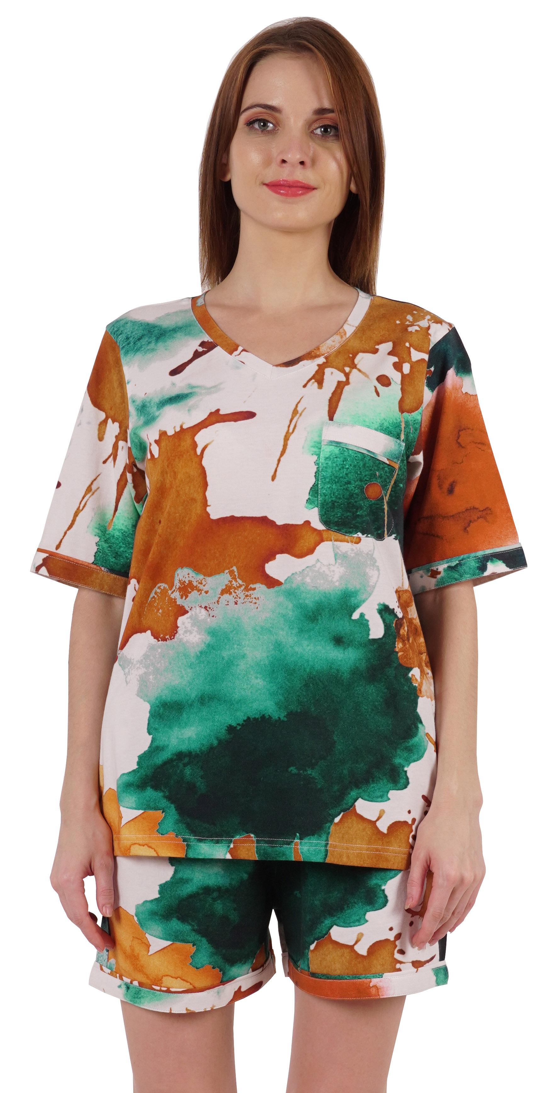 

Inkmeso Комплект нічного одягу з принтом для жінок, верхній і короткий комплекти для сну 2 XX-Large різнокольоровий