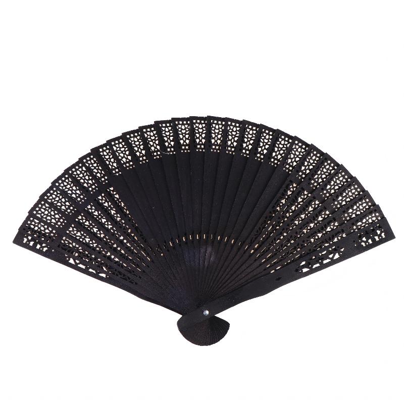 Vintage Hollow Carved Wooden Folding Hand Fan Chinese Style Bamboo Fan For Wedding Valentine'S Day Party Decor Summer Cooling