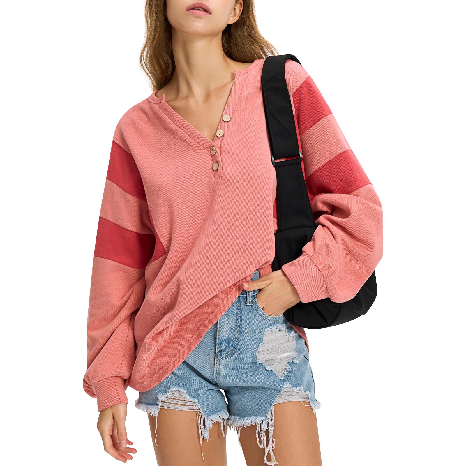 

Женские негабаритные толстовки с круглым вырезом, футболки с длинными рукавами и цветными блоками, повседневные топы XL