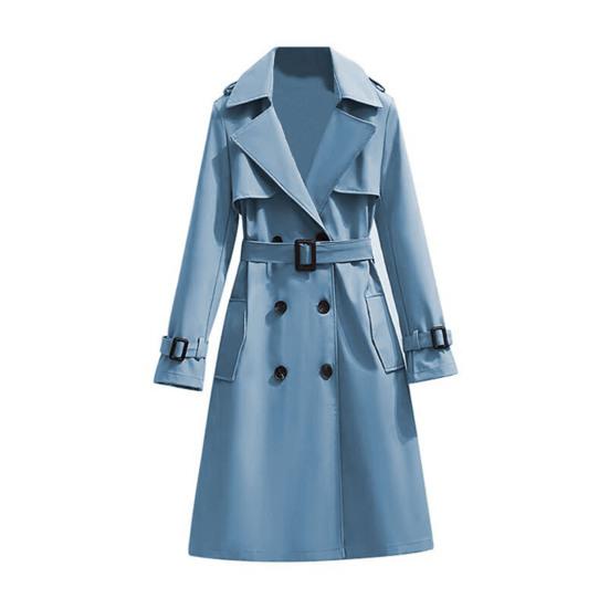 Cappotto Trench Lungo da Donna Doppiopetto con Cintura Rever a Lancia Soprabito Autunno Inverno Antivento Classico Capospalla