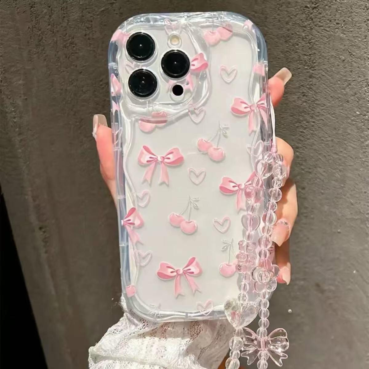 

Cherry Blossom Pink Bow Samsung S26+ Case A06: Premium Protection Cover for S23/A54 with Bracelet. Samsung A36 5G