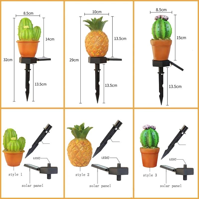 Simulation Pineapple Cactus Outdoor Garden Lawn LED Solar Lamp Landscape Light