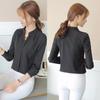 New Slim Fit Office Women's Shirt Korean Fashion Long Sleeve Casual Bottom Simple Blouse Women V Neck Loose Spring and Autumn Tops Solid Color Clothes