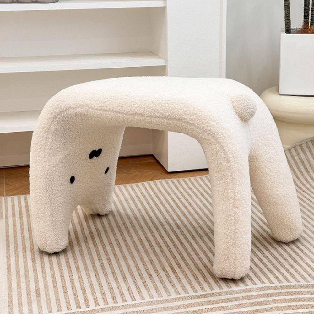 Small Stool Dressing Chair Plush Shoe Changing Stool Footrest Makeup Stool Entryway