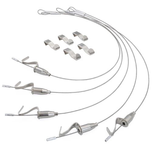 Nesect Picture Rail Wire Set, Stainless Steel, with Sliding Hooks and Adjustable Height, Strength Tested in Japan, Designed in Japan (0.5m, 5 Wires)