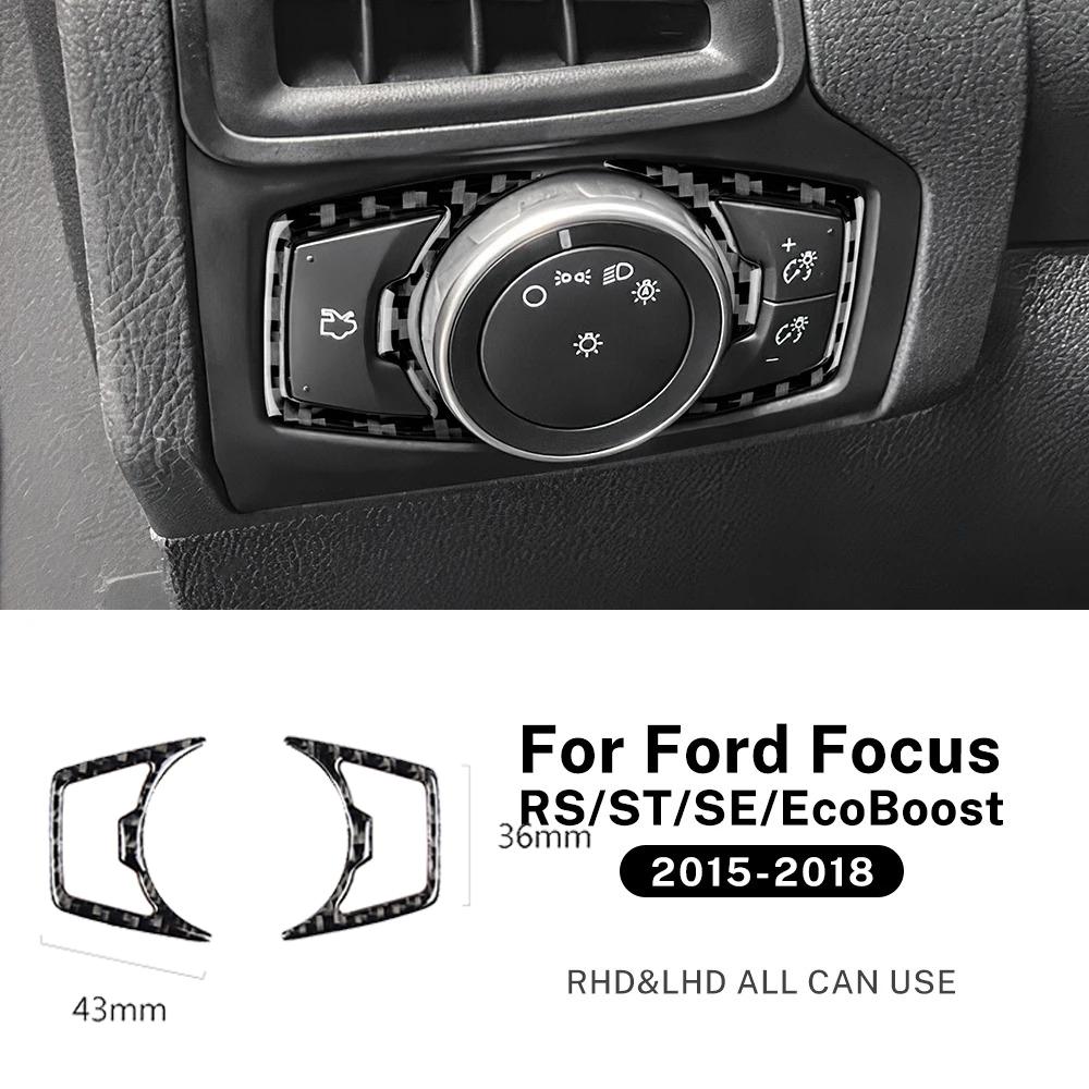 

Real Soft Carbon Fiber Sticker Car Headlight Button Accessories For Ford Focus SE RS ST MK3 Ecoboost 2015 2016 2017 2018 LHD RHD