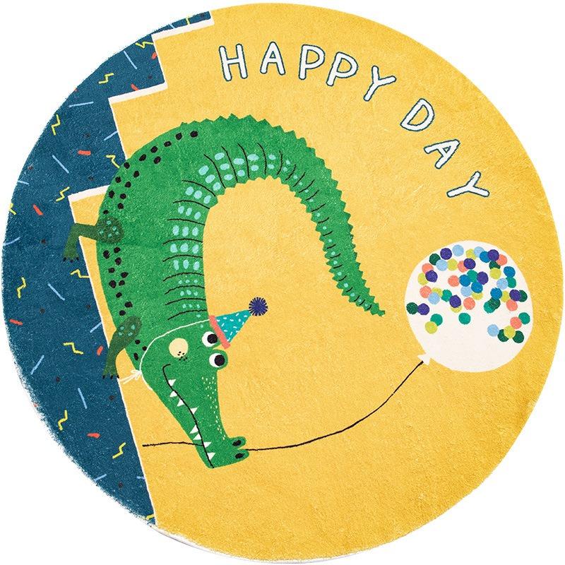 Thick Round Cute Cartoon Carpet Imitation Cashmere Floor Mat Children's Crawling and Grabbing Pad Bedroom Bedside Carpet