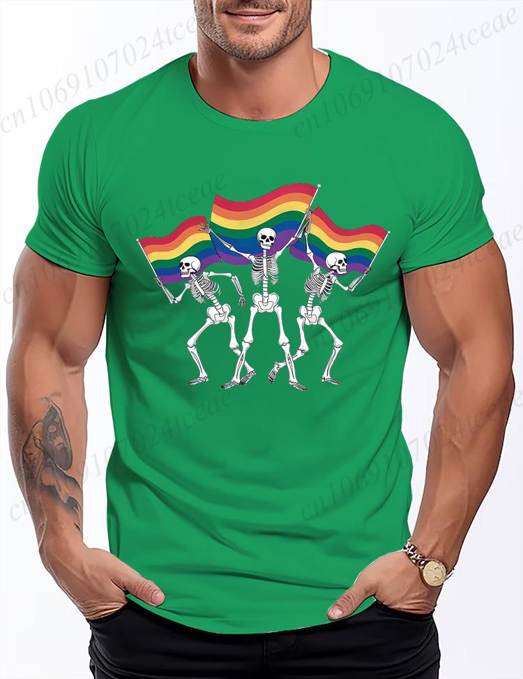 Men Women TShirt Skeleton LGBT Rainbow Pride Month T Shirts Fashion Tee Shirt Streetwear Casual Summer Unisex Tee Clothing Tops