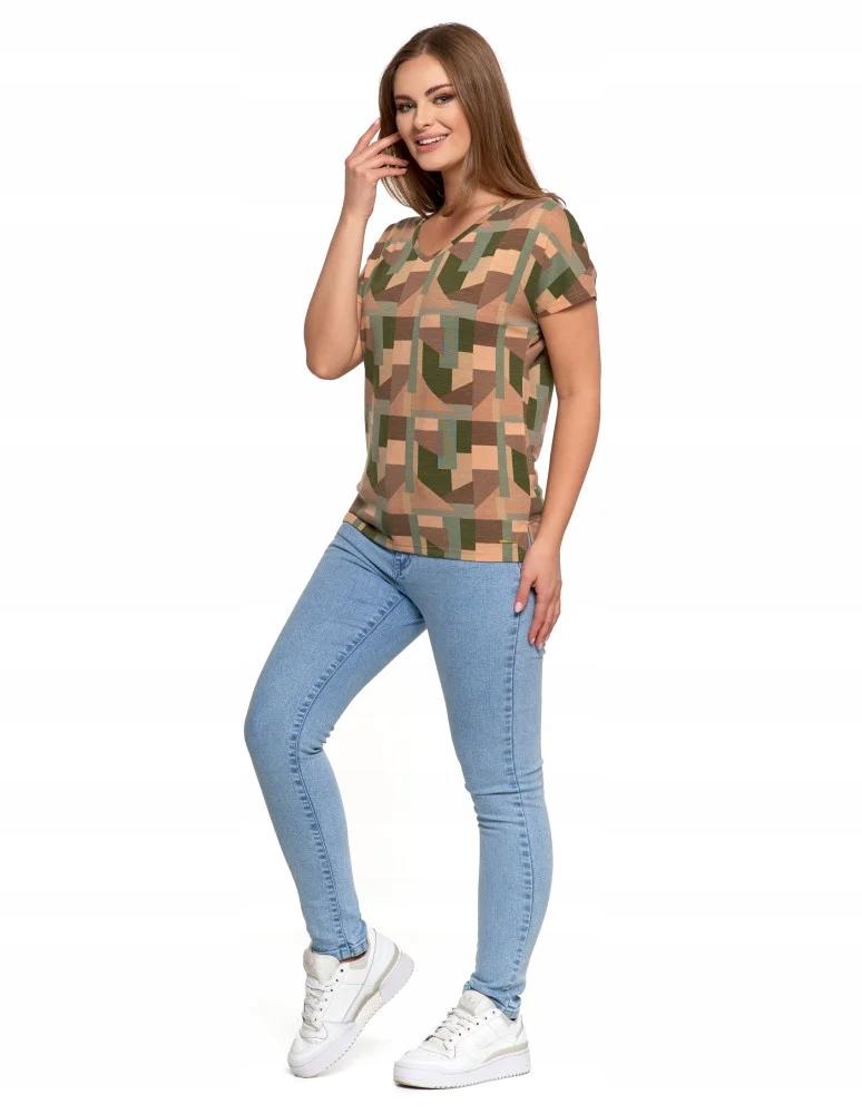 Women's Blouse with Short Sleeves, Comfortable, Elegant, Patterned MORAJ M PATT2