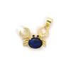 1 Piece Brass & Glass Ocean Jewelry Charm Pendant 18K Gold Plated Crab Micro Pave Clear Cubic Zirconia Necklace DIY 20mm x 19mm