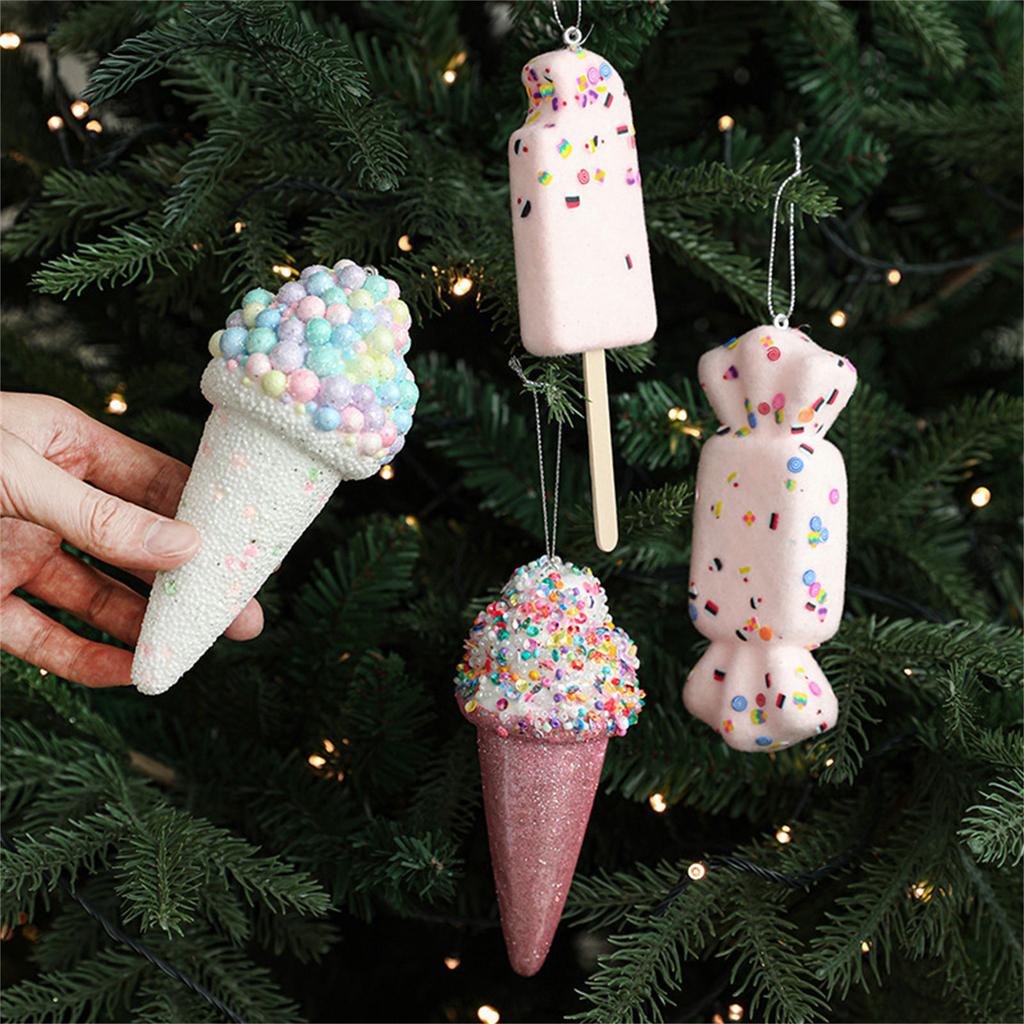 Christmas Tree Decoration Ice Cream Pendant Hanging Ornament for Christmas Tree and Door Handle Holiday Party Decoration