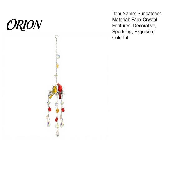 Colorful Light Catching Decor Cardinals Faux Crystals Suncatcher, Hanging Sun Catcher for Windows, Bird Wind Boho Balcony Decoration Chimes