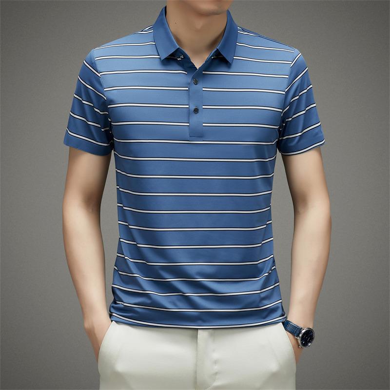 

Traceless Ventilation T-shirt Summer Thin Men s Top Fashion Casual Men s Clothing Cool Undershirt Lapel Short Sleeve T-shirt