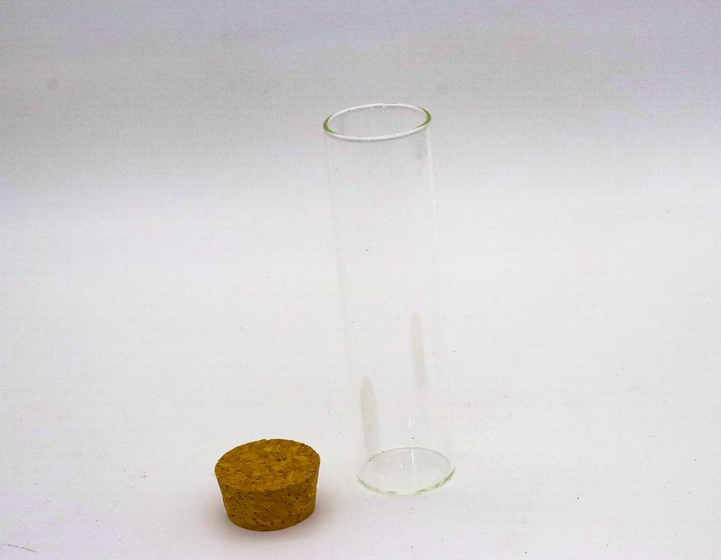 Glass Square Long Cylindrical Pot M with Cork, Cork Stopper Glass Bottles (6 Pieces)