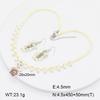 Stainless Steel Gold Flower Set Women 4pcs Necklace Earrings Bracelet Ring Cubic Zirconia Luxury Wedding Party Anniversary Gift