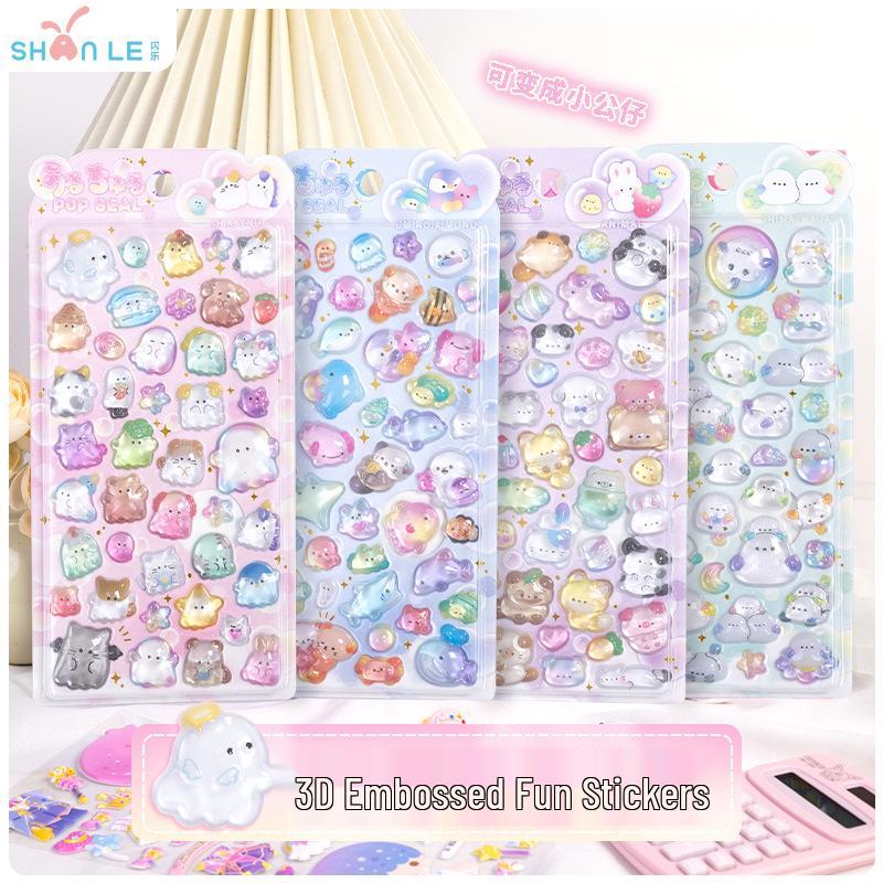

3D Japanese Ghost Crystal Stickers - Cute Handmade DIY Decoration for Kids & Girls