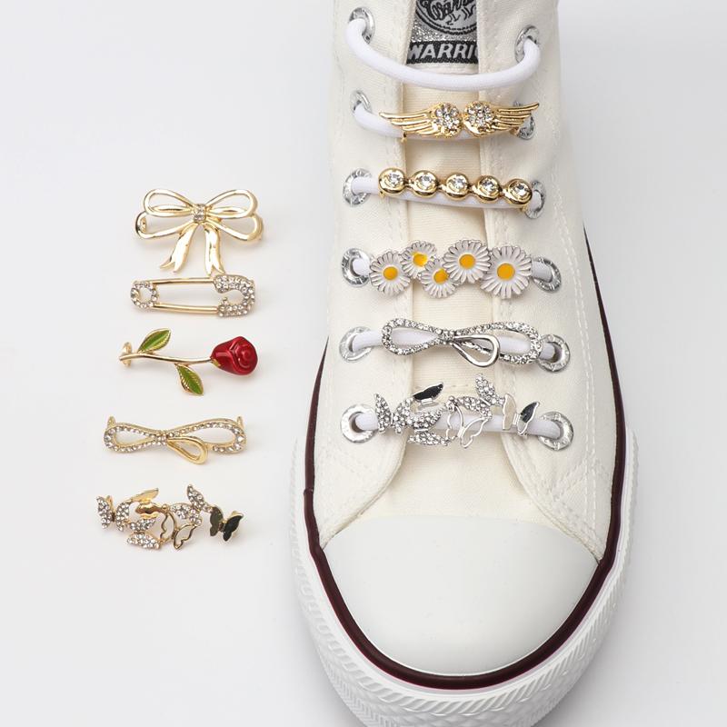 Metal Shoe Charms Rhinestone Sneakers Charms Girl Gift Shoe Decoration DIY Shoelaces Buckles AF1 Shoes Accesories 1Pcs Fashion