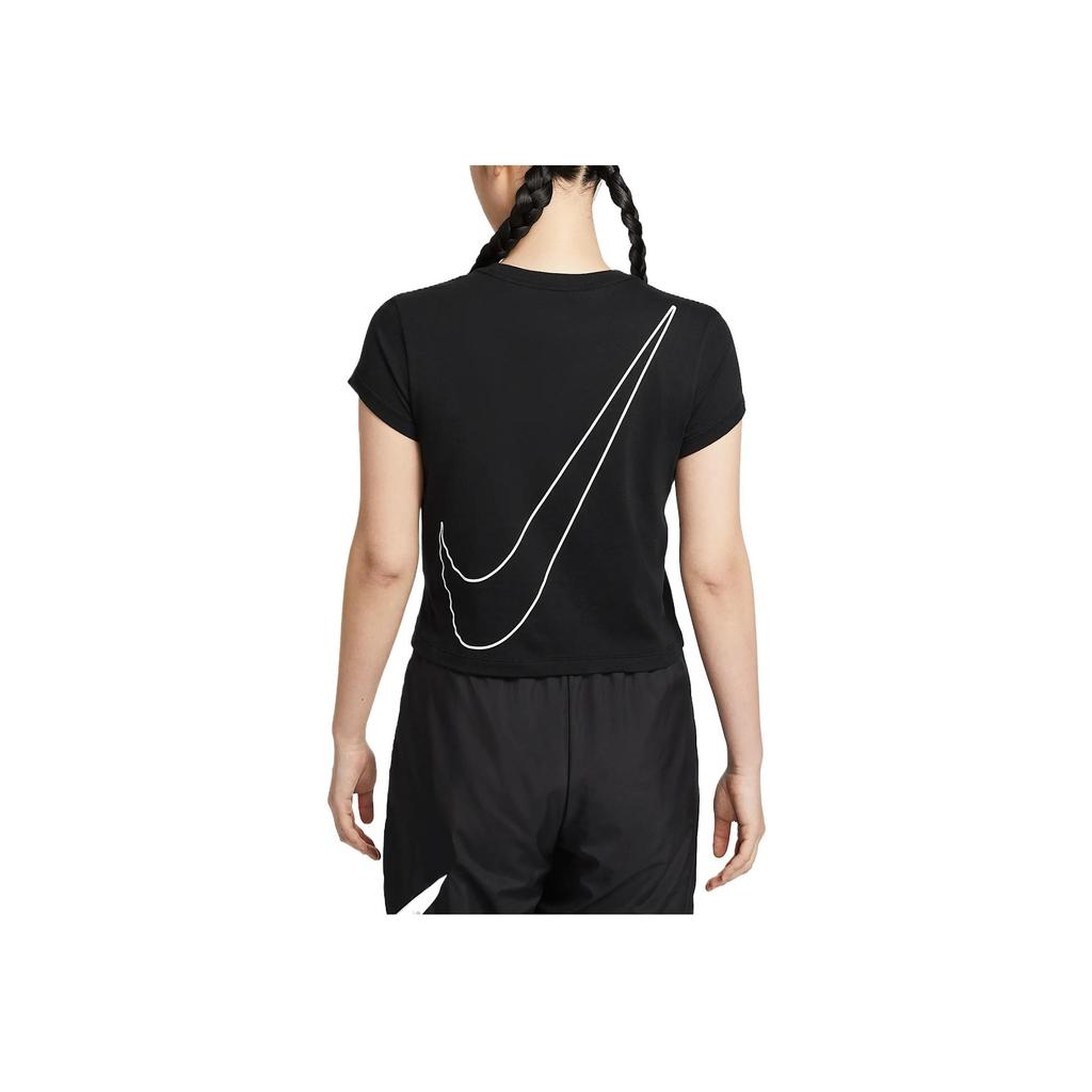 Nike Sportswear Club Comfortable Fashionable Short Fitted Versatile Short Sleeve Regular T-Shirt Women Tops Black HF9457-010