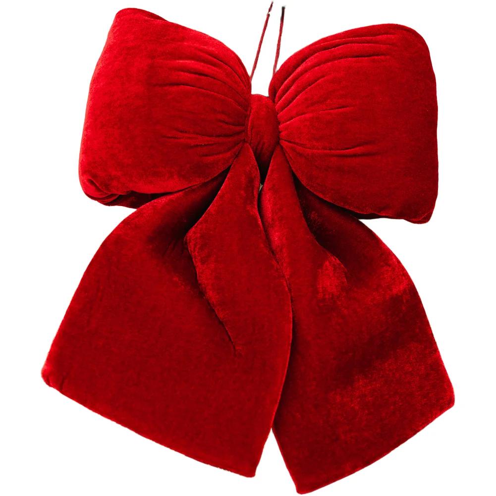 Christmas Tree Hanging Bow Ornament Made from Soft Velvet Flannel with Three Dimensional Design for Holiday Decor