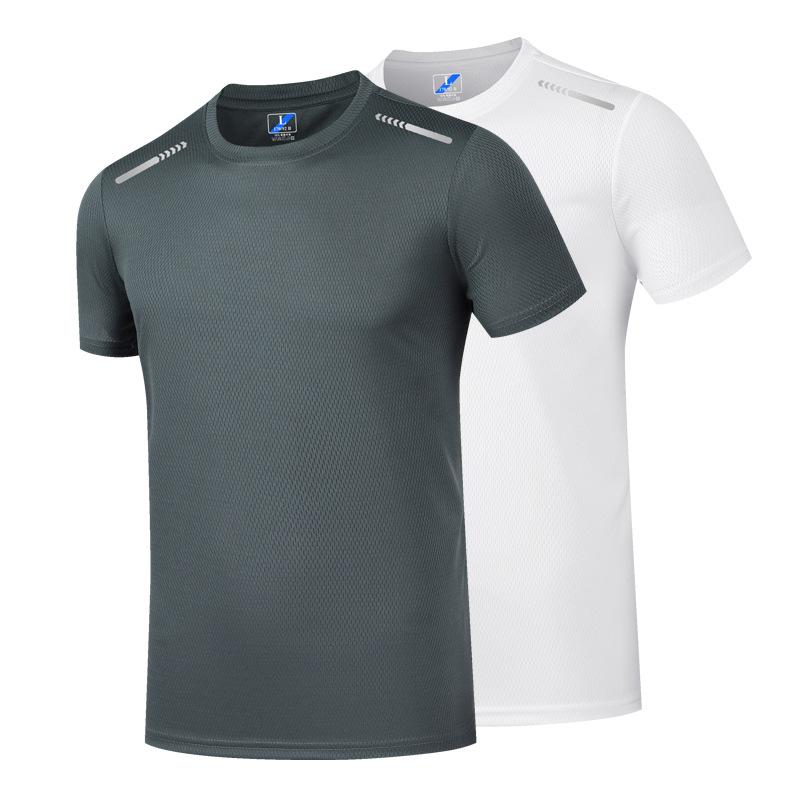 Ice Silk Men's Short Sleeved T-shirt Men's Summer Mesh Youth Breathable T-shirt Sports Quick Drying T-shirt