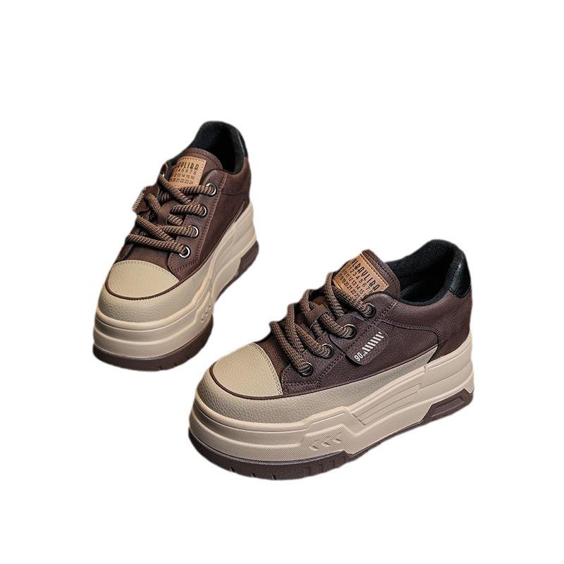 Inner height-increasing women's shoes 2025 new versatile shoes popular spring spring spring autumn platform cotton shoes muffin shoes board shoes